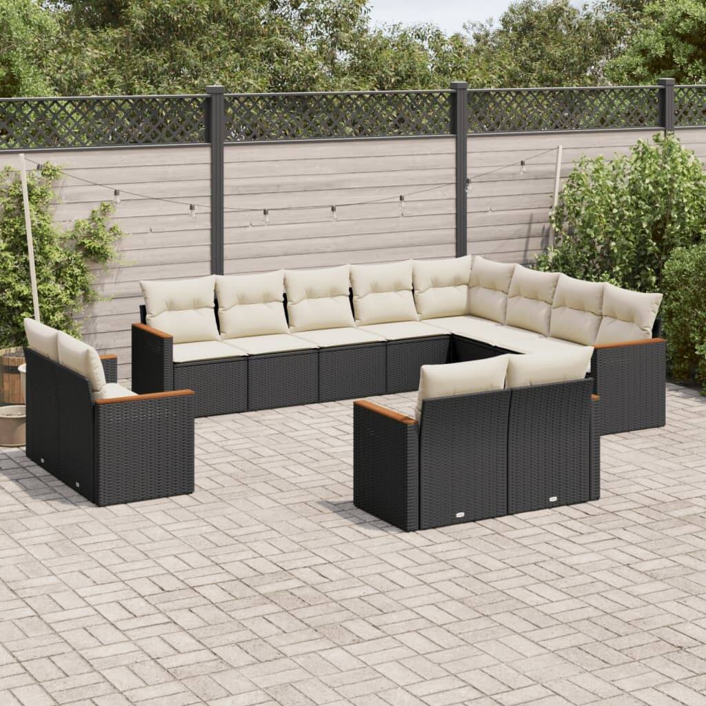 vidaXL Patio Sofa Set with Cushions Outdoor Conversation Furniture Poly Rattan