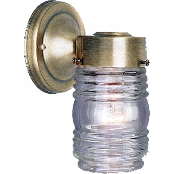 slide 2 of 5, Volume Lighting 1 Light 7" Height Outdoor Wall Sconce with Clear Glass