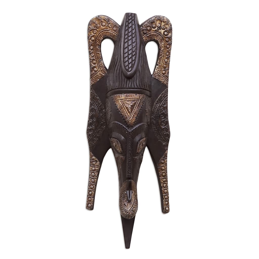 Handmade Butterfly Mask African Wood Mask (West Africa) - Black/gold