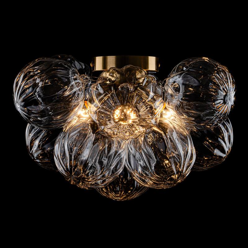 Starsky 3-Light 15in. Contemporary Textured Clear Glass Bubble Semi Flush Mount