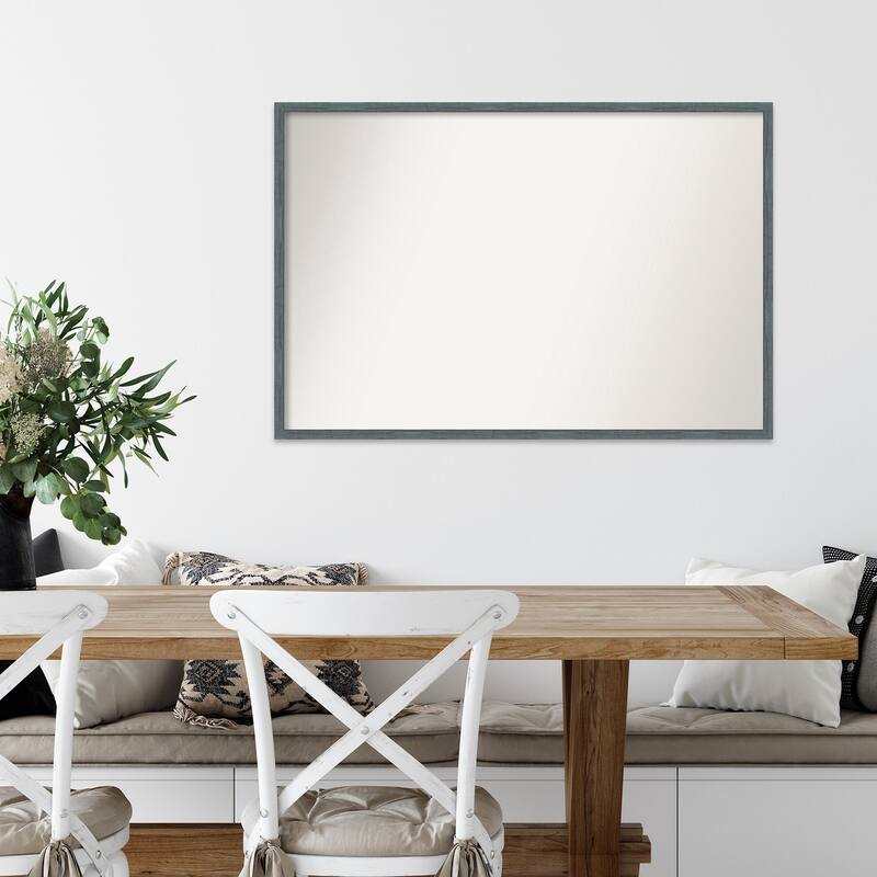 Non-Beveled Wood Wall Mirror - Dixie Blue Grey Rustic Narrow Frame