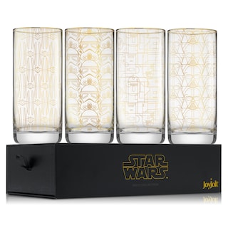 Star Wars Deco Gold Glass Tall Drinking Glasses - 13.5 oz - Set of 4 - 13.5 oz