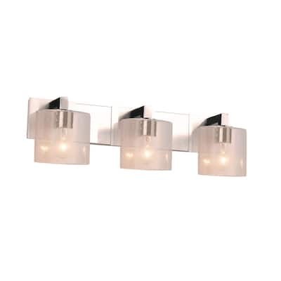 Justice Design Fusion Modular 3-Light LED Bath Bar, Oval Seeded Artisan Glass Shade