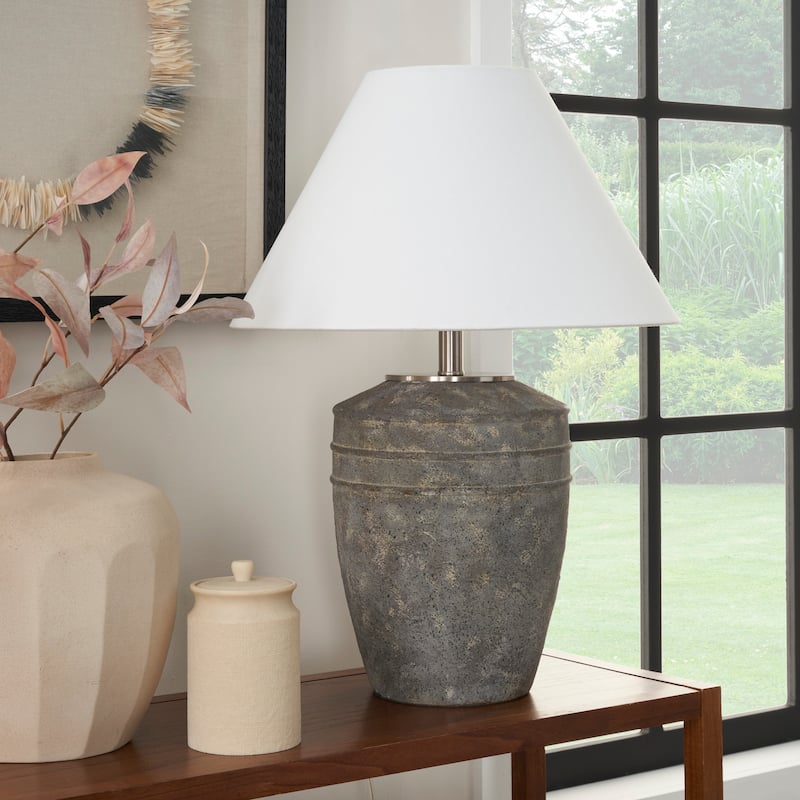 Nourison 25" Rustic Brown Textured Ceramic Table Lamp