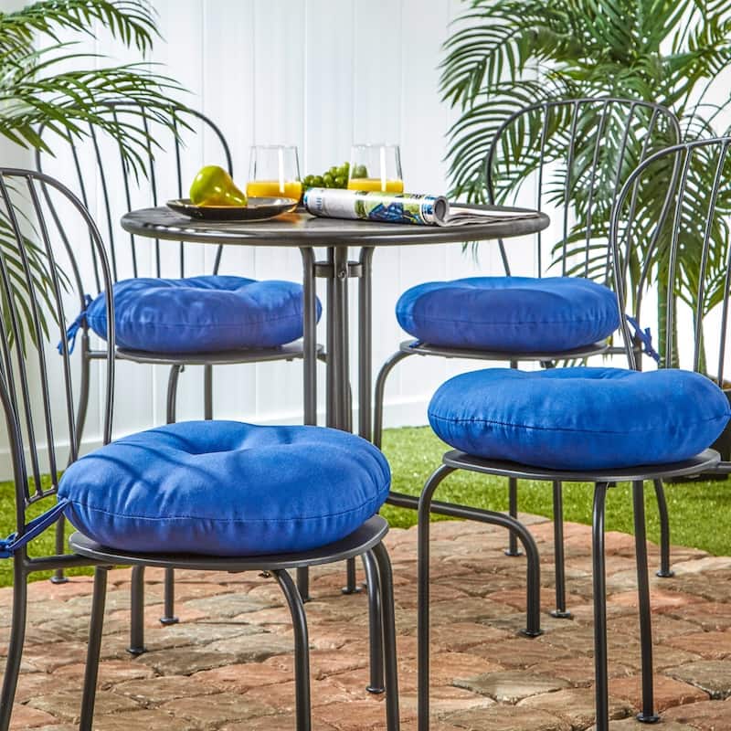 Marine Blue 15-inch Round Outdoor Bistro Chair Cushion (Set of 4)