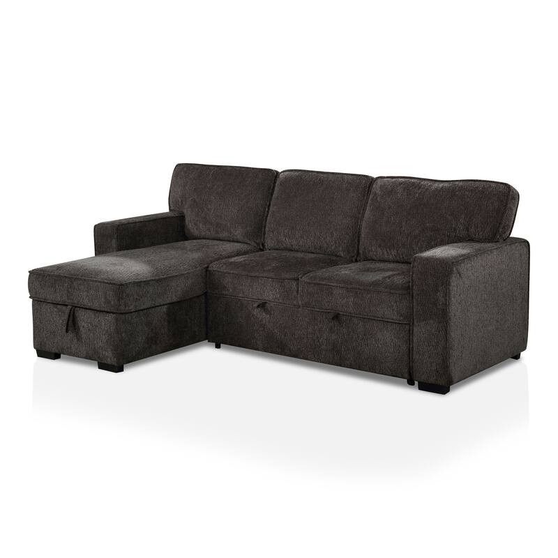 Furnam Transitional Dark Grey Solid Wood Storage Sectional by Furniture of America