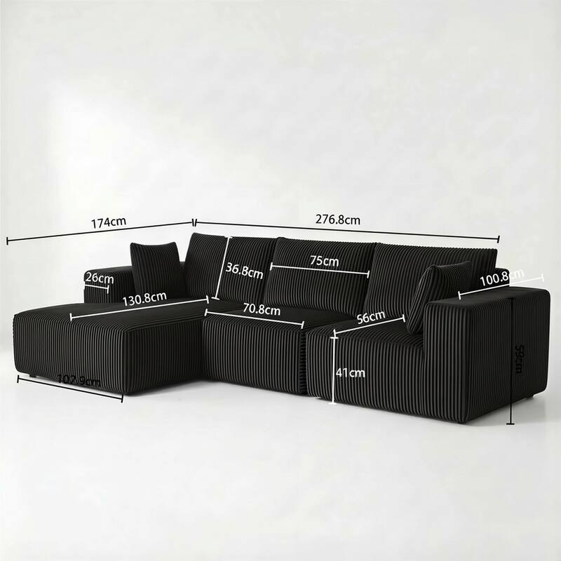Modular Sectional Sofa, Cloud L-Shaped Couch with Deep Seats and Chaise, Upholstered Boneless Modular Couch