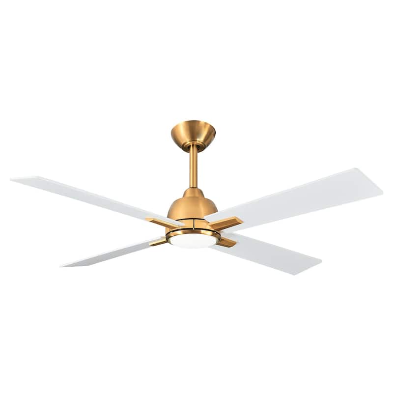 48" 4-Blade Modern White and Gold Ceiling Fan with Light