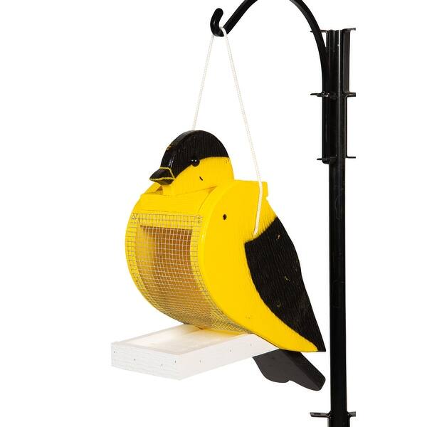slide 2 of 3, Pine Gold Finch Bird Shaped Feeder Yellow