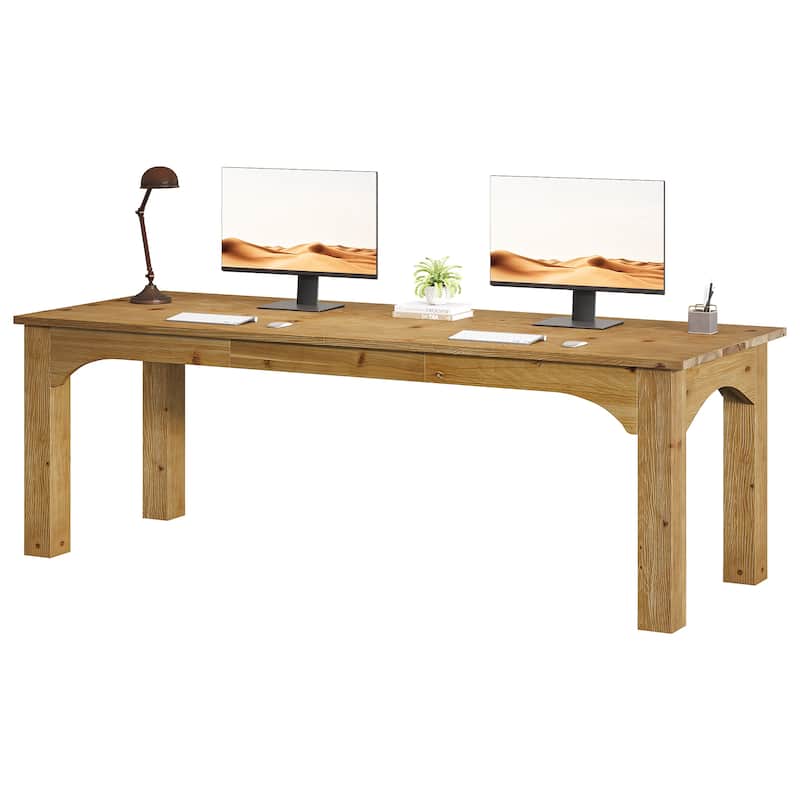 Solid Wood Two Person Desk, 79 Inch Extra Long Computer Desk