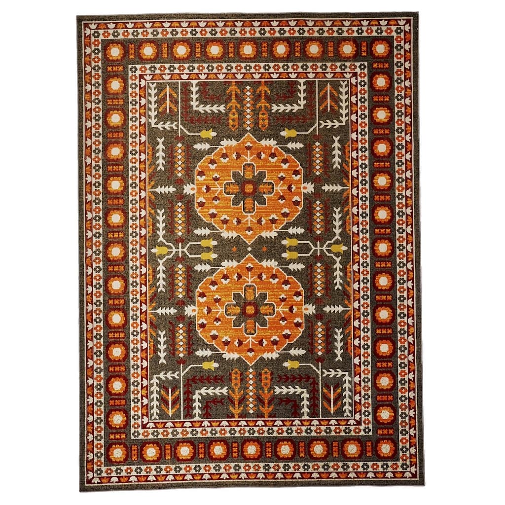 Hurst Medallion Vintage Style Transitional Kilim Area Rug