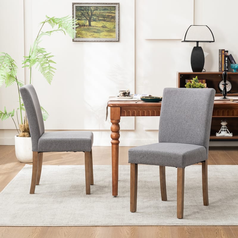 Upholstered Modern Dining Chairs, Linen Fabric Side Chairs Set of 2