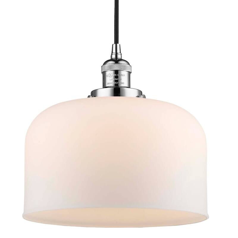 Innovations Lighting X-Large Bell Single Light 12" Wide Pendant with - Polished Chrome / Matte White Cased