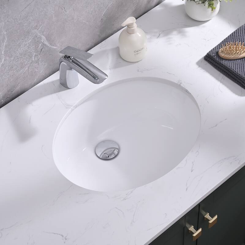 Vanityfair 18 in. Undermount Oval Bathroom Sink with Overflow in White Ceramic