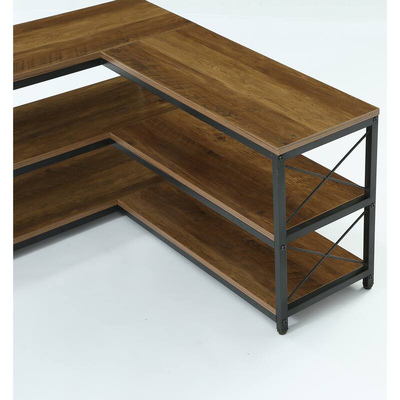 39.4" L-Shaped Shoe Rack Bench, 3-Tier Entryway Corner Bench with Shoe Storage