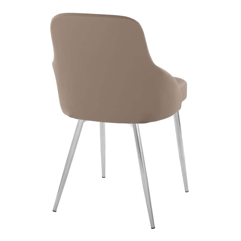 York Upholstered Contemporary Chair in Chrome Metal - Set of 2