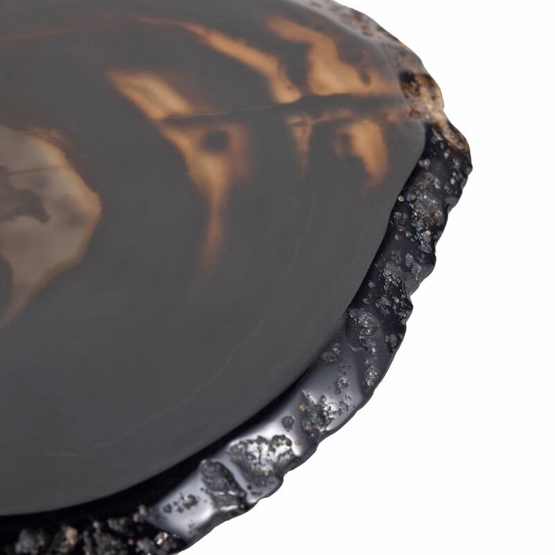 Luxury Lane Set of 4 Natural Brazilian Agate Geode Stone Coasters with Wood Holder