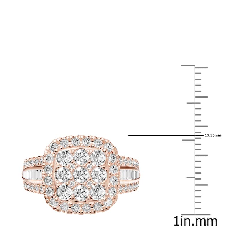 AEON Luminara Royale Cushion 1.50ct Lab Grown Diamond Cluster Halo Ring