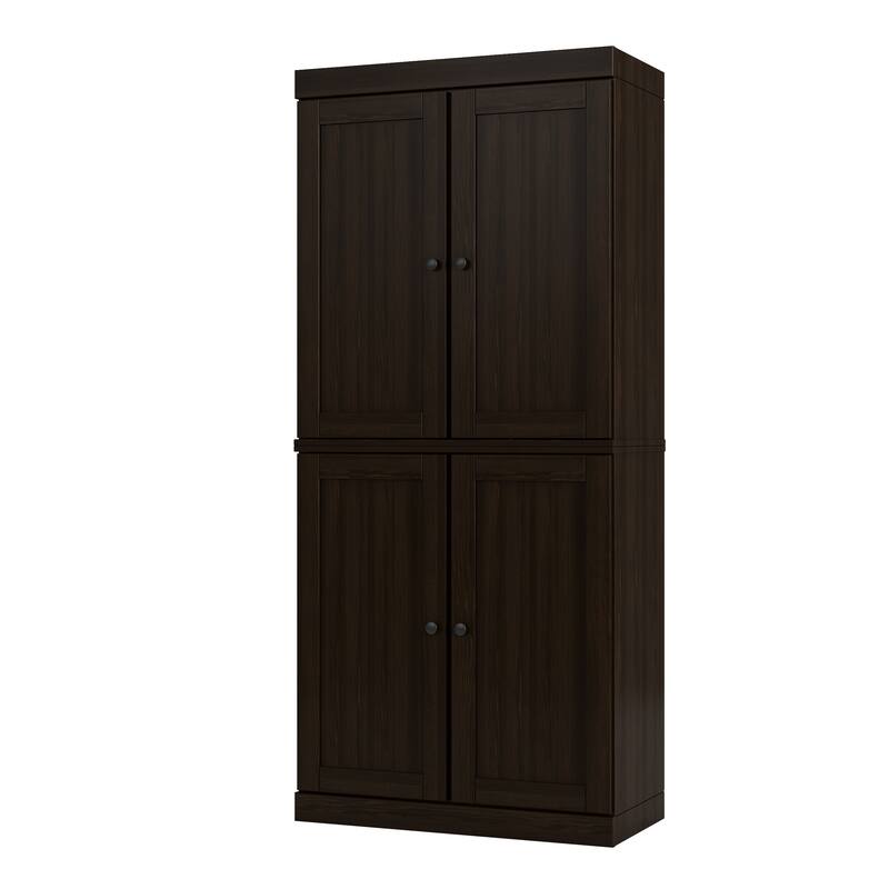 Palace Imports 100% Solid Wood Pantry Cabinet, Shaker Doors, Adjustable Shelves, 32" Wide, 71.5" Tall - Espresso