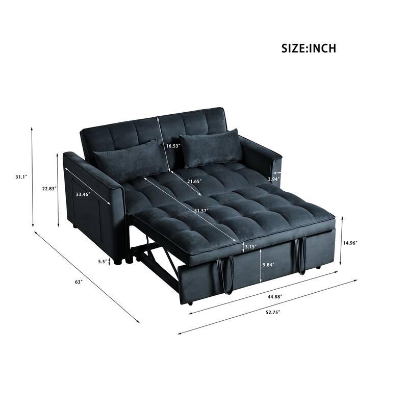 Pull-out Sofa Bed, 3-in-1 Convertible Futon Sofa Bed