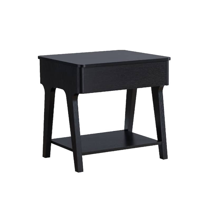 26 in. Black Rectangle Wood End Table, Sturdy Build End Side Table for Living Rooms