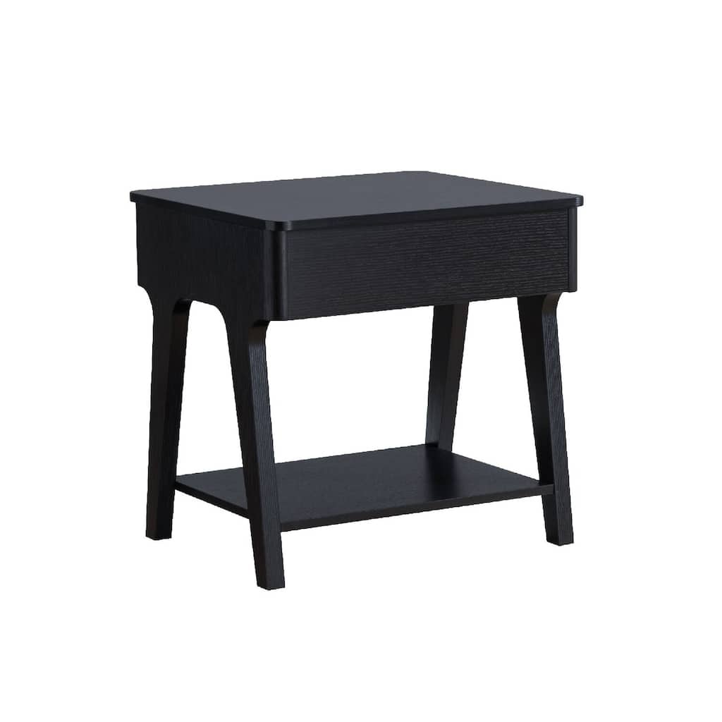 26 in. Black Rectangle Wood End Table, Sturdy Build End Side Table for Living Rooms