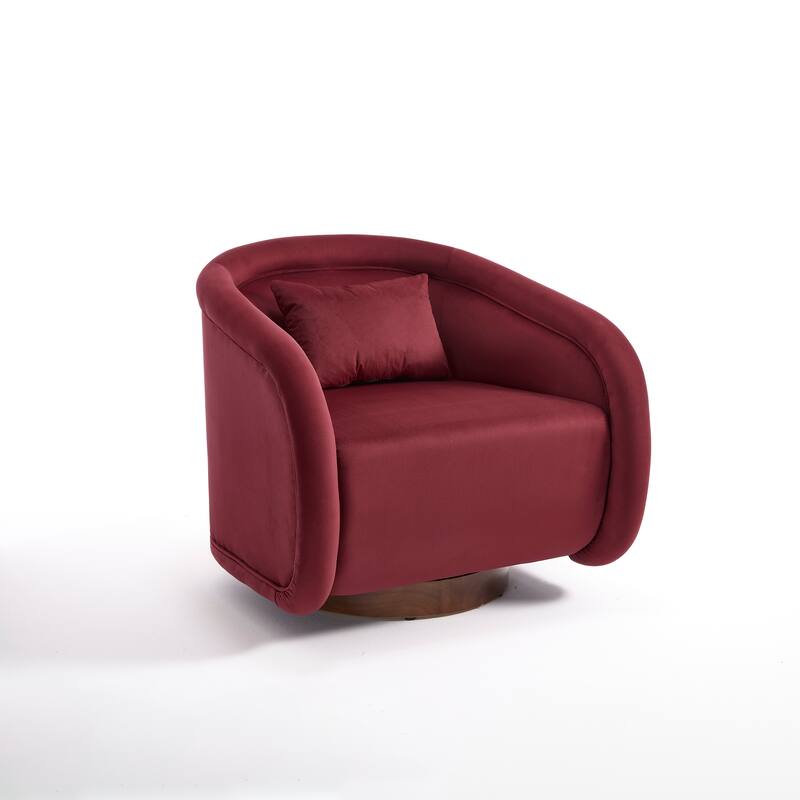 Swivel Accent Chair, 360-degree Swivel Barrel Chair with Teddy Upholstery, Comfy Pumpkin-Shaped Swivel Chair