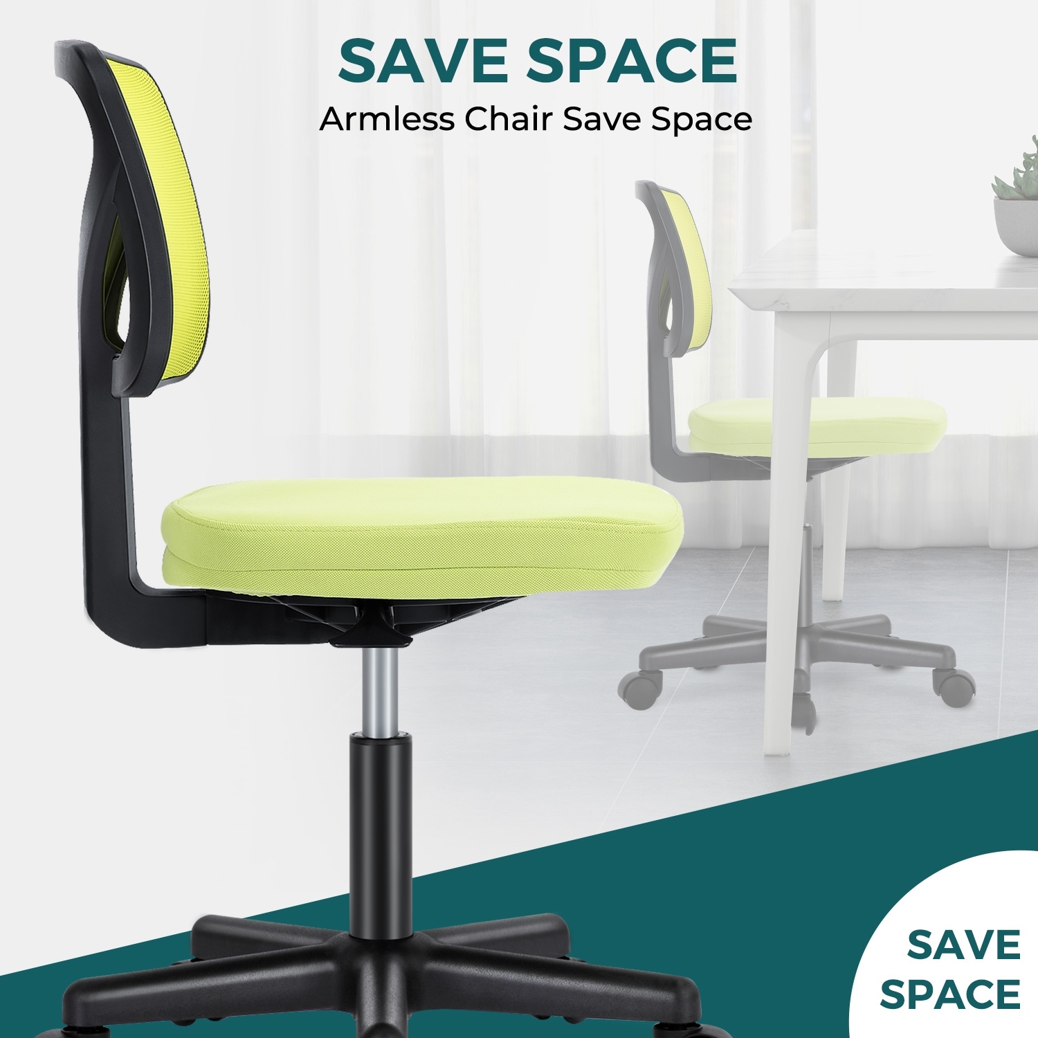 Armless desk chair with lumbar 2025 support