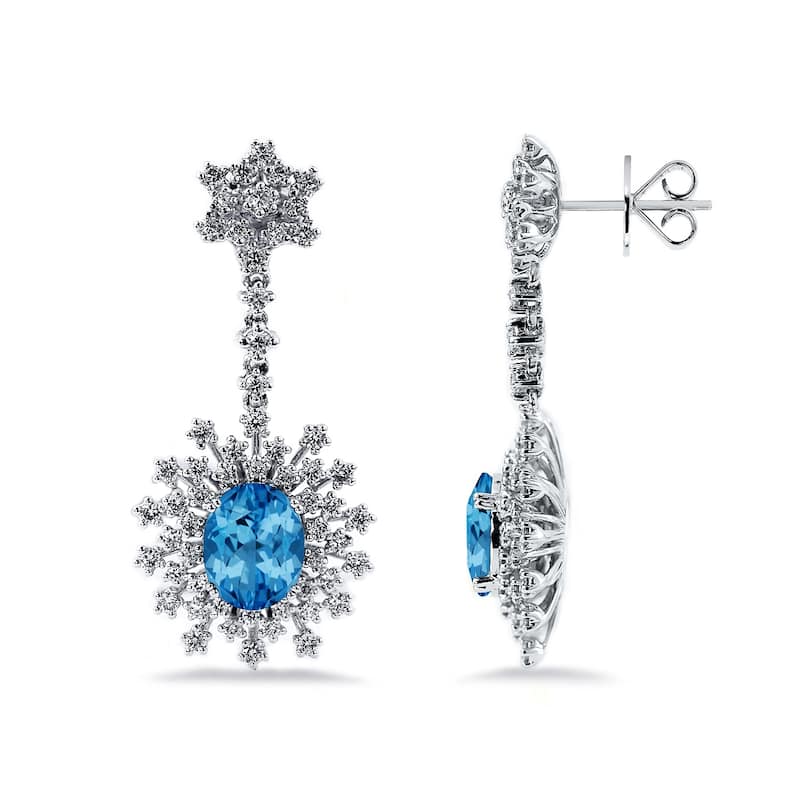 Auriya 6 3/8ct Fancy Oval-cut Topaz Halo Diamond Drop Earrings 1 7/8ctw 18k Gold