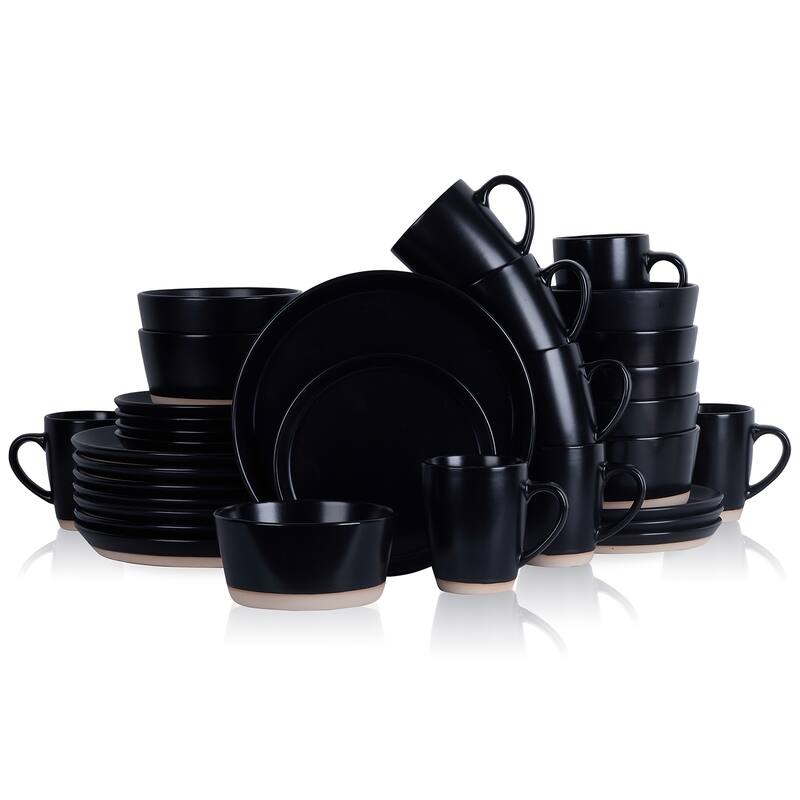 Stone Lain Jules Stoneware Dinnerware Set - Black - 32 Piece