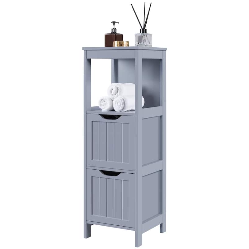 Yaheetech 3 Tiers Floor Bath Cabinet, 2 Hideaway Drawers 1 Shelf