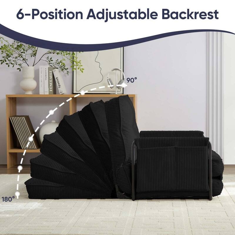 Mixoy Muti-Functional Folding Futon Floor Sofa Bed,Single Lazy Sofa with Pillows,6 Position Adjustable Backrest