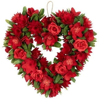 Mixed Floral Artificial Valentine's Day Heart Wreath