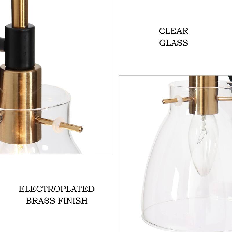 Modern 1-Light Glass Black Gold Wall Sconce Dimmable Bathroom Vanity Lights