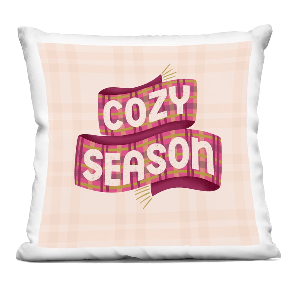 Stupell Cozy Season Scarf on Plaid Decorative Printed Throw Pillow Design by Sarah Hickman