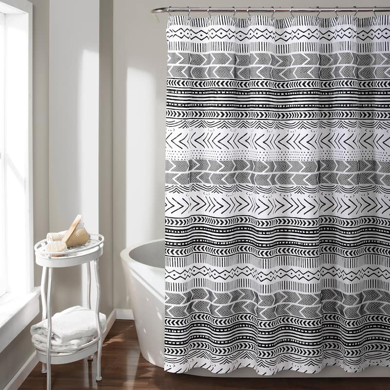 Lush Decor Hygge Geo Shower Curtain - Black & White