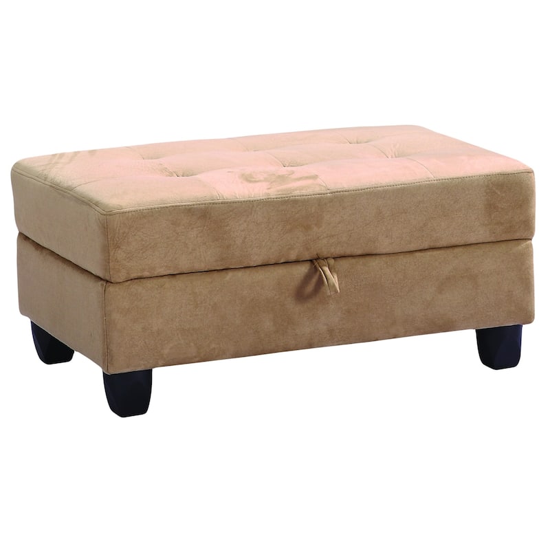 Tufted Upholstered Storage Ottoman - 37" - Beige
