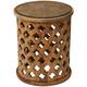 Brown Mango Wood Quatrefoil Design Accent Table with Clear Glass Top ...