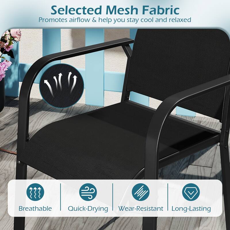 Gymax Patio Dining Chairs Set of 4 w/Metal Frame Breathable Mesh