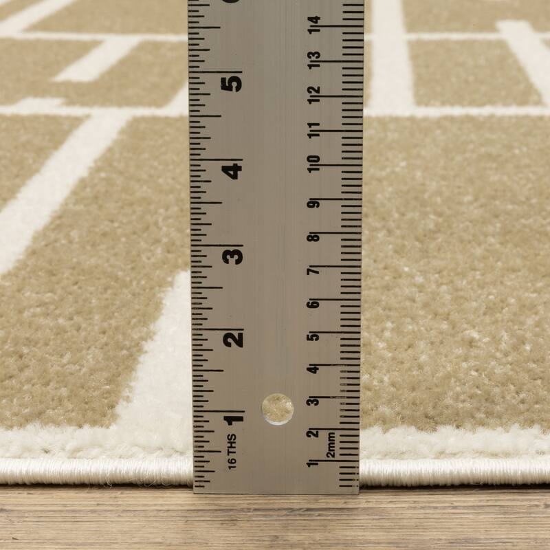 Quartz Geo Blocks and Line Beige/ Ivory Area Rug