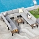 preview thumbnail 2 of 22, 10-Seat Patio Sectional sofa set, E-coating Steel frame Conversation Sets with Built-in Side Table , Grey Cushion 10-Seats - Type H