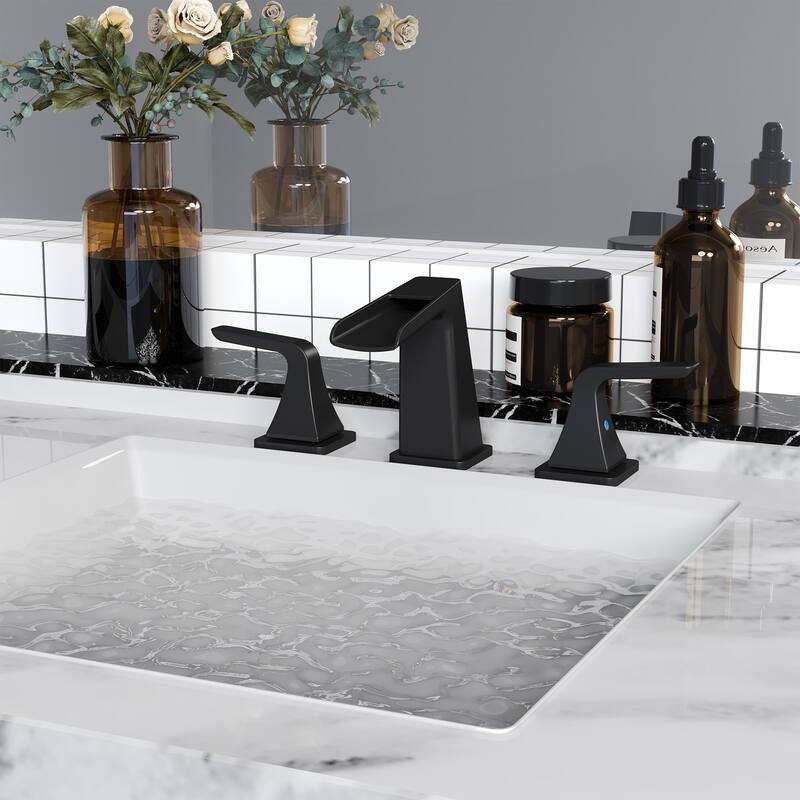 8 in. Widespread 2-Handle Waterfall Spout Bathroom Faucet