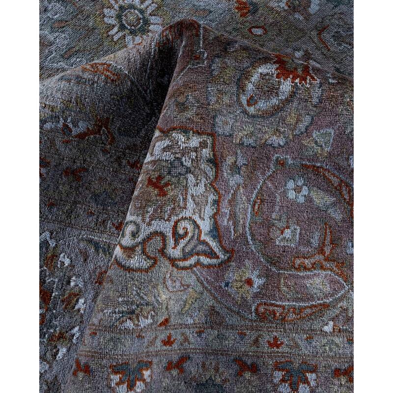 Overton Hand Knotted Wool Vintage Inspired Modern Contemporary Overdyed Gray Area Rug - 10' 1" x 14' 4"