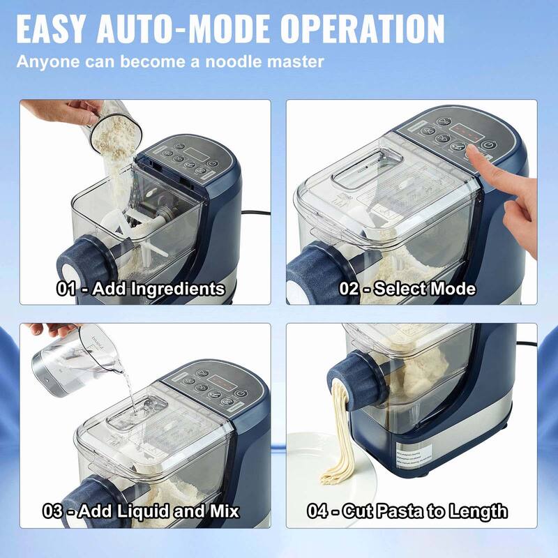 Electric Pasta Maker with Measuring Cups, Cleaning Brush for Home Kitchen - 150W 500g Flour Capacity