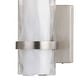 preview thumbnail 7 of 8, Vilo 1-Light 4.25 in. W Satin Nickel Bathroom Vanity Lighting Fixture, Clear Water and White Frosted Glass, Wall Mount Sconce