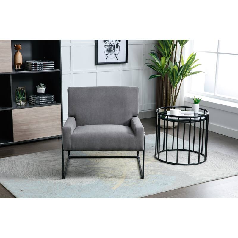 Modern Industrial Slant Armchair with Metal Frame,Premium High Density Soft Single chair for Living Room Bedroom