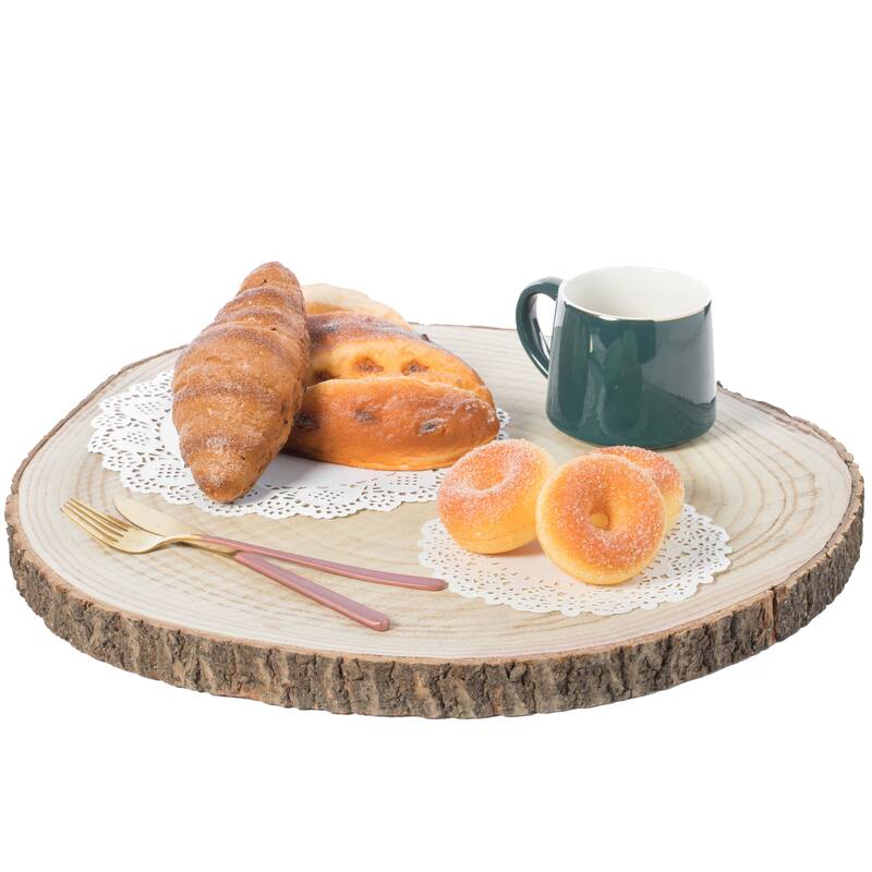 Barky Natural Wood Slabs Rustic Ornament Slice Tray Table Charger - 18" Diameter