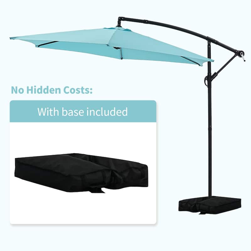 Ainfox 10ft Offset Hanging Market Patio Umbrella With Base