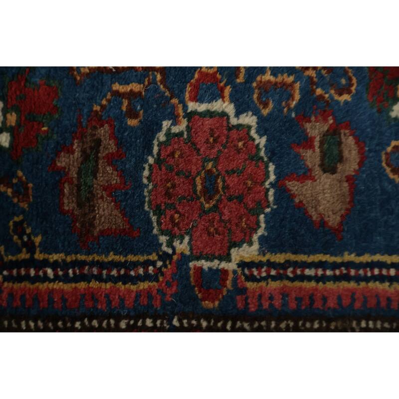 Hand Knotted Oriental 100% Wool Carpet Traditional Floral Navy Blue & Blues Malayer Area Rug - 7' 7'' X 4' 4''