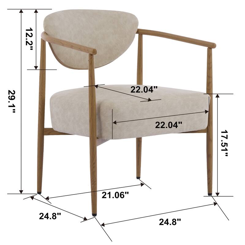 Anmytek Beige fabric color dining room chair,Modern Curved Back Wood Look Frame for Living Room Bedroom